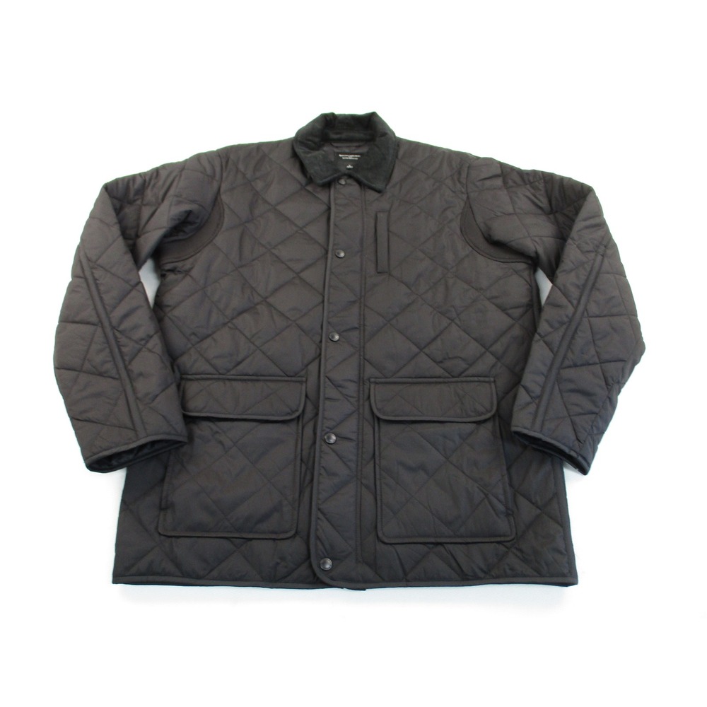 Banana Republic Quilted Jacket Mens Large Black Water Resistant Corduroy Collar